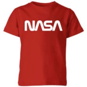 Image of NASA Worm White Logotype Kids T-Shirt - Red - 3-4 Years
