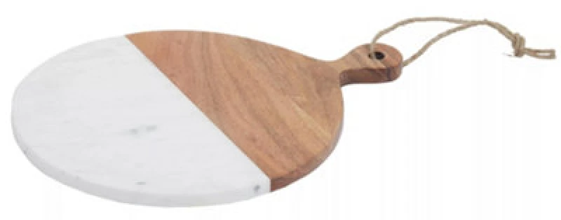 Image of Premier Housewares Monzaro Small Marble And Acacia Wood Paddle Board White