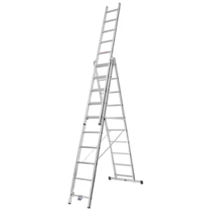 Image of AluPro Black Line Fixed Stabiliser Bar Combination Ladder 3x10