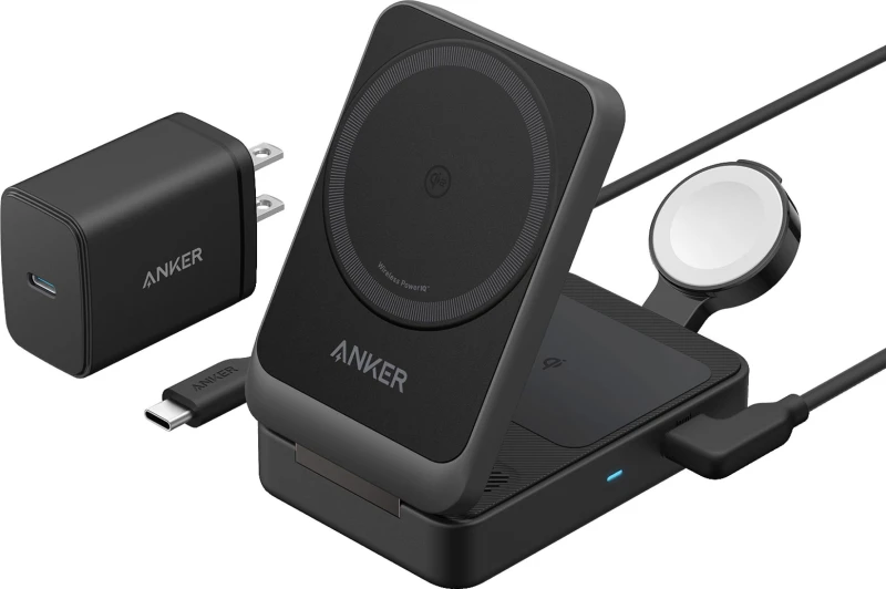 Image of ANKER MAGGO WIRELESS CHARGING STATION (15W, FOLDABLE 3-IN-1) BUNDLE CA