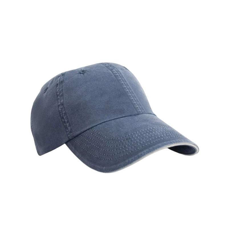 Image of Result Womens Washed Cotton Sandwich Peak Baseball Cap in Mid Navy Mid Navy Female One Size