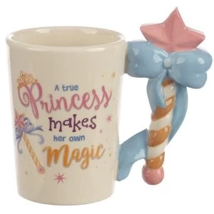 Image of Cute Princess Wand Shaped Handle Ceramic Mug