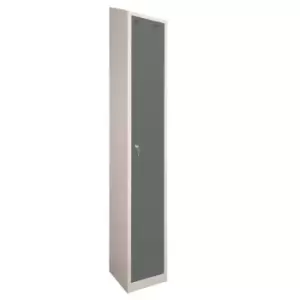 Image of 1 Door Locker, 300X450, Grey Carcass/Dark Grey Doors, Sloping Top, Camlock