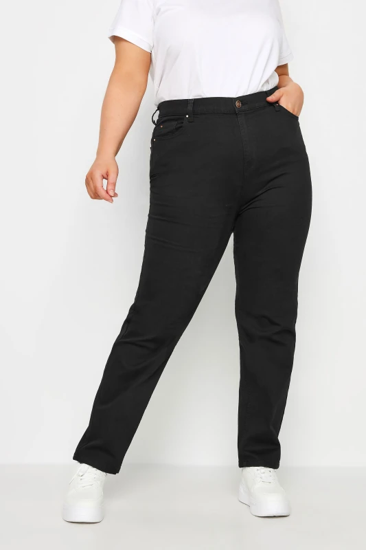 Image of Yours Womens Straight Leg RUBY Jeans in Black Size: 18L Black Female 18L