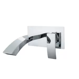 Image of Wall Mounted Chrome Basin Mixer Tap - Wave