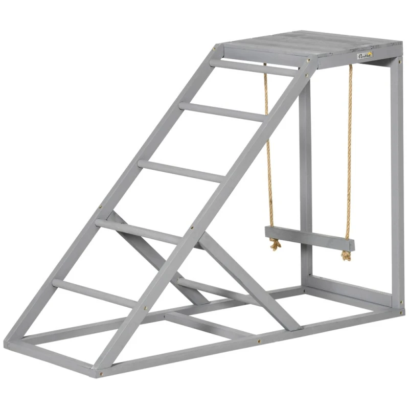 Image of PawHut Chicken Coop Toy w/ Swing, Ladder, Platform - Grey D51-350V00GY