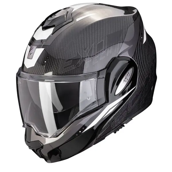 Image of Scorpion Exo-Tech Evo Carbon Rover Black White Modular Helmet Size L