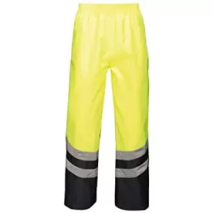 Image of Regatta Unisex Hi Vis Pro Reflective Work Over Trousers (XXXL) (Yellow/Navy) - Yellow/Navy