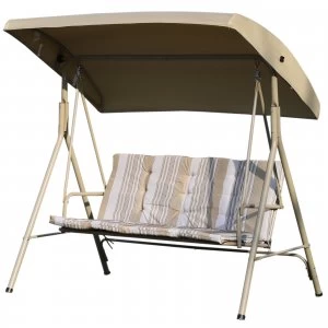 Image of Outsunny 3 Person Porch Swing Chair Outdoor Lounge Bench Canopy Top Brown