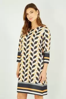 Image of Black Retro Leaf Print Tunic