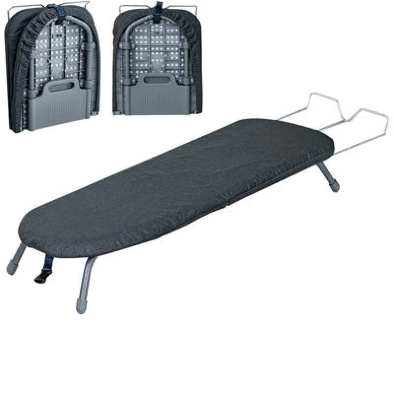 Image of Gr8 Home Grey Foldable Table Top Ironing Board Compact Space Saving With Cover Iron Rest