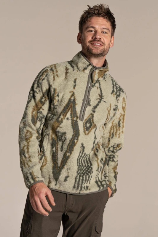 Image of Craghoppers Mens Tatton II Half Zip Borg Fleece in Light Khaki Size: Medium Light Khaki Male M