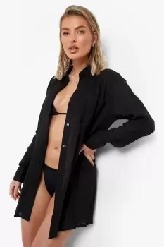 Image of Cheescloth Beach Shirt Dress