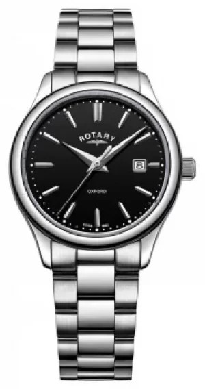 Image of Rotary Womens Oxford Stainless Steel Bracelet Black Date Watch