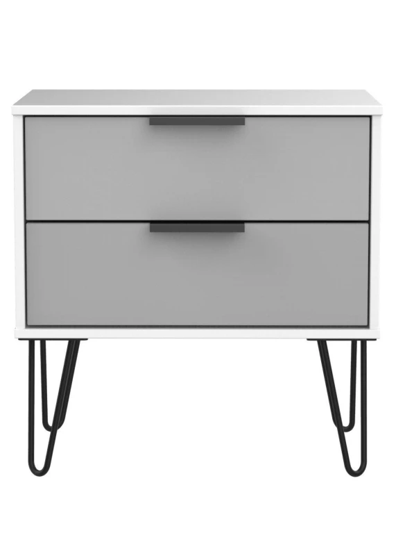 Image of Ready Assembled 2 U Fuji 2 Drawer Side Table (Ready Assembled) in Light Grey Light Grey Unisex