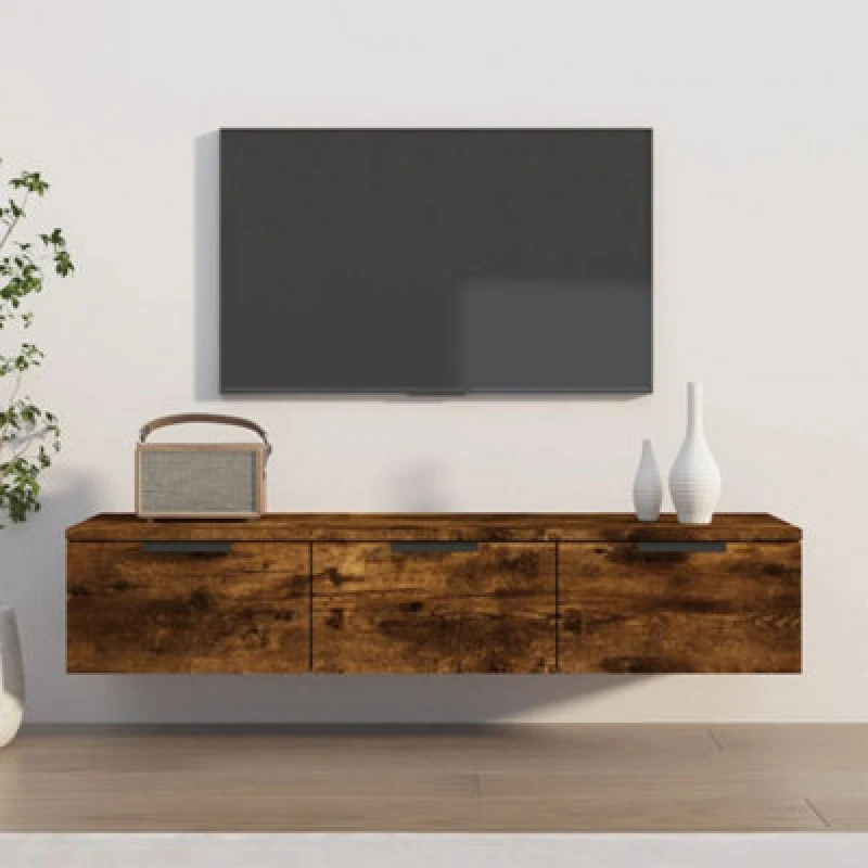 Image of Vidaxl Wall Cabinet Smoked Oak 102X30X20 Cm Engineered Wood, Brown 817096