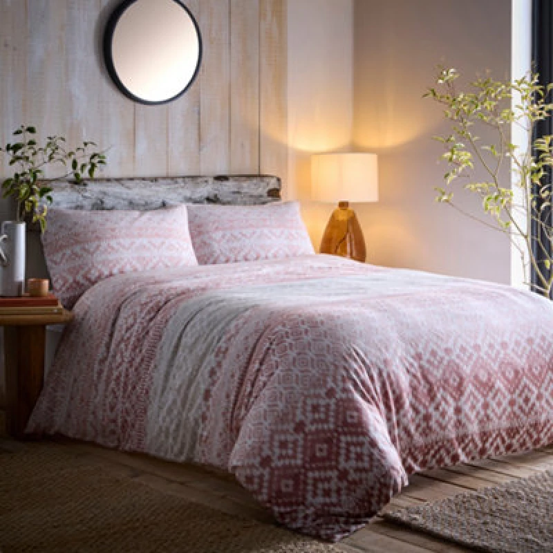 Image of Appletree 'Bergen' 100% Brushed Cotton Duvet Cover Set Terracotta