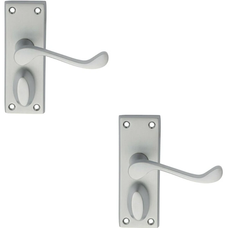 Image of Loops 2x PAIR Victorian Scroll Handle on Privacy Backplate 118 x 43mm Satin Chrome Multi