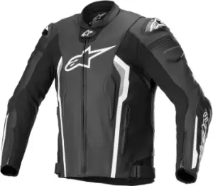 Image of Alpinestars Missile V2 Motorcyle Leather Jacket, black-white, Size 52, black-white, Size 52