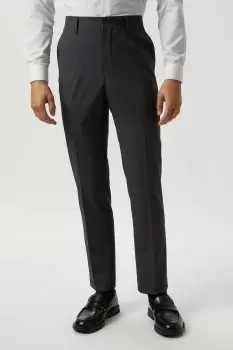 Image of Slim Fit Grey Grid Check Suit Trousers