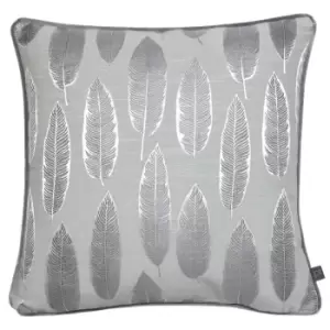 Image of Prestigious Textiles Quill Polyester Filled Cushion Polyester Cotton Silver