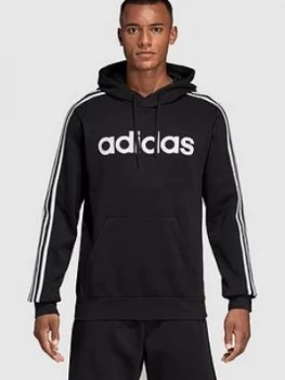 Image of Adidas Essential 3 Stripe Hoodie - Black