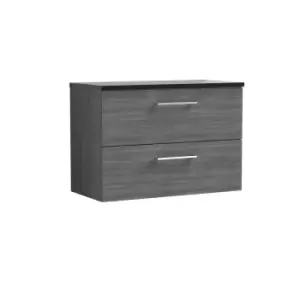 Image of Nuie Arno 800mm Wall Hung 2 Drawer Vanity & Sparkling Black Laminate Top Anthracite
