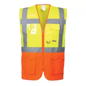 Image of Portwest Prague Executive Class 2 Hi Vis Waistcoat Yellow / Orange 3XL