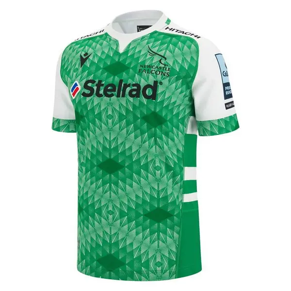 Image of Macron Newcastle Falcons Replica Away Jersey 2023/2024 Mens - Green M