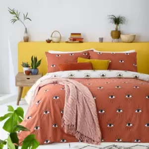 Image of Furn. Theia Clay Pink Duvet Cover and Pillowcase Set Pink