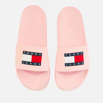 Image of Tommy Jeans Womens Flatform Pool Slide Sandals - Light Pink - UK 3.5
