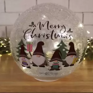 Image of 20cm Battery Operated Twinkling Warm White LED Crackle Effect Ball Christmas Decoration with Gonks