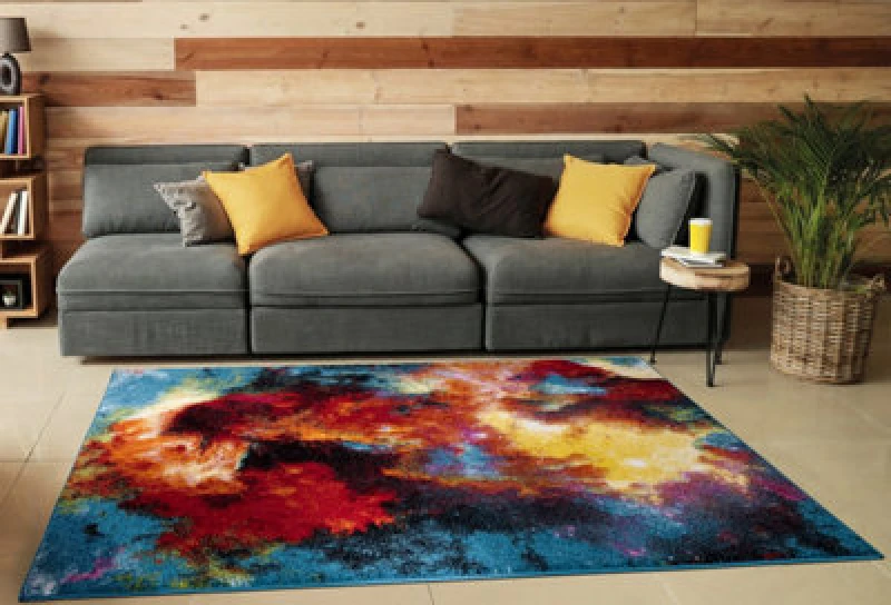 Image of Smart Living Smart Living Modern Hand Carved Multicolour Soft Thick Area Rug - Splash in Terracotta Size: 80cm x 150cm Terracotta 80cm x 150cm Unise