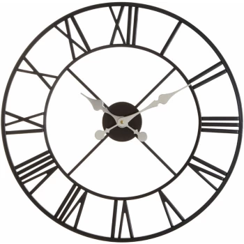 Image of Wall Clock Wooden Clocks For Living Room Silver Roman Numbers Kitchen Clocks Wall Contemporary Clocks For Bedrooms 56 x 5 x 56 - Premier Housewares