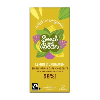 Image of Org Seed & Bean Dark Chocolate Bar 58% - Lemon Cardamom - 85g x 8
