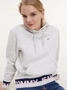 Image of Tommy Jeans Branded Hem Hoodie - Grey