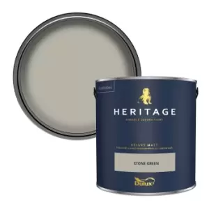 Image of Dulux Heritage Velvet Matt Stone Green Matt Emulsion Paint 2.5L