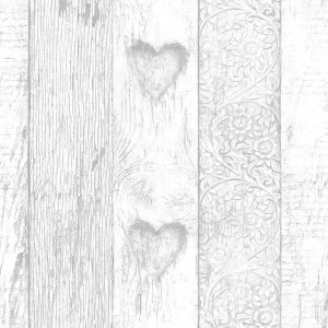 Image of Graham and Brown Fresco Plank Love Heart Wallpaper