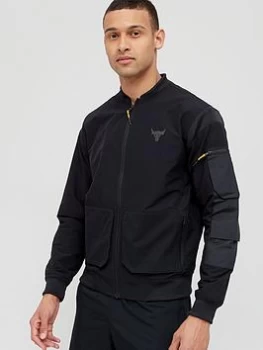 Image of Under Armour Training Project Rock Storm Bomber Jacket - Black/Grey Size M Men