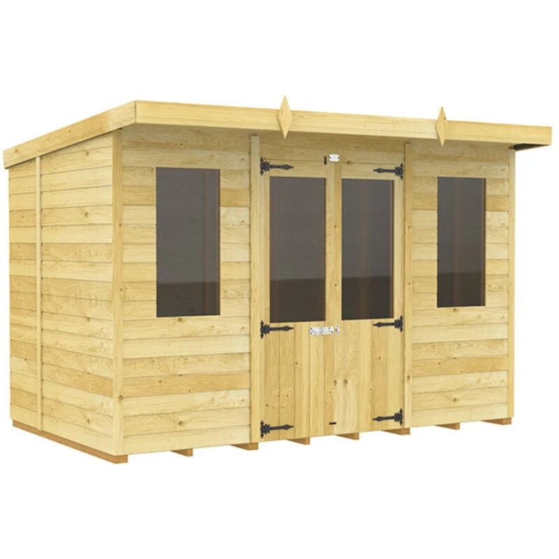 Image of Flat Pack Sheds DIY Sheds 10 x 8 Pent Summer House, Brown 10X8PSHFF