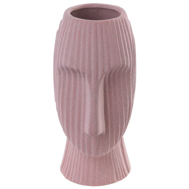 Image of Beliani Flower Vase Pallini Stoneware 24cm Peach Pink