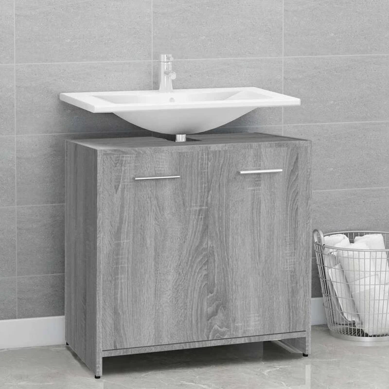 Image of Vidaxl Bathroom Cabinet Grey Sonoma 60X33X60 Cm Engineered Wood, Grey 815526
