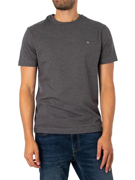 Image of Gant Regular Shield T-Shirt Anthracite Melange M