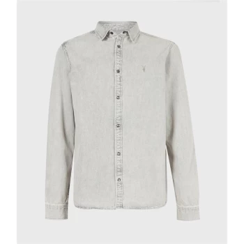 Image of AllSaints Gleason Long Sleeve Shirt - Grey