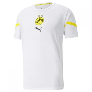 Image of Puma Borussia Dortmund Pre Match Shirt 2021 2022 Mens - White/Yellow