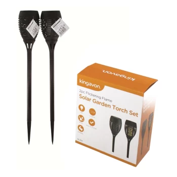 Image of Kingavon Flickering Flames Solar Light Garden Torch - Set of 2