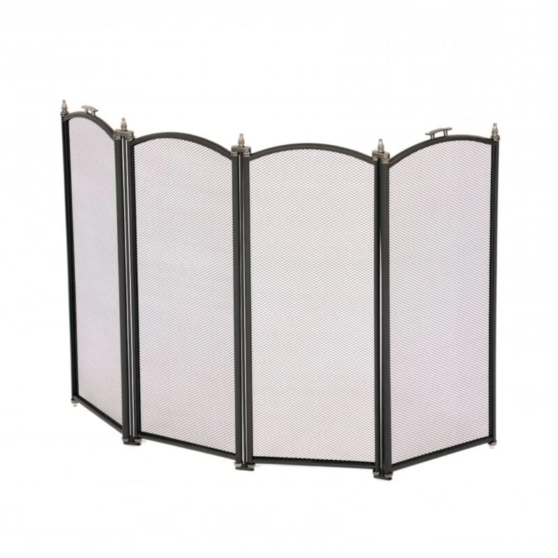 Image of Oypla 4 Panel Fire Screen Spark Guard Black