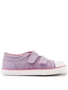 Image of Start-rite Sandcastle Girls Purple Glitter Lightweight Double Riptape Canvas Trainers - Purple, Lilac, Size 5.5 Younger
