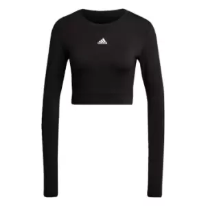 Image of adidas AEROKNIT Seamless Fitted Cropped Long-Sleev - Black