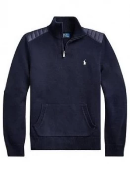 Image of Ralph Lauren Boys Half Zip Knitted Jumper - Navy